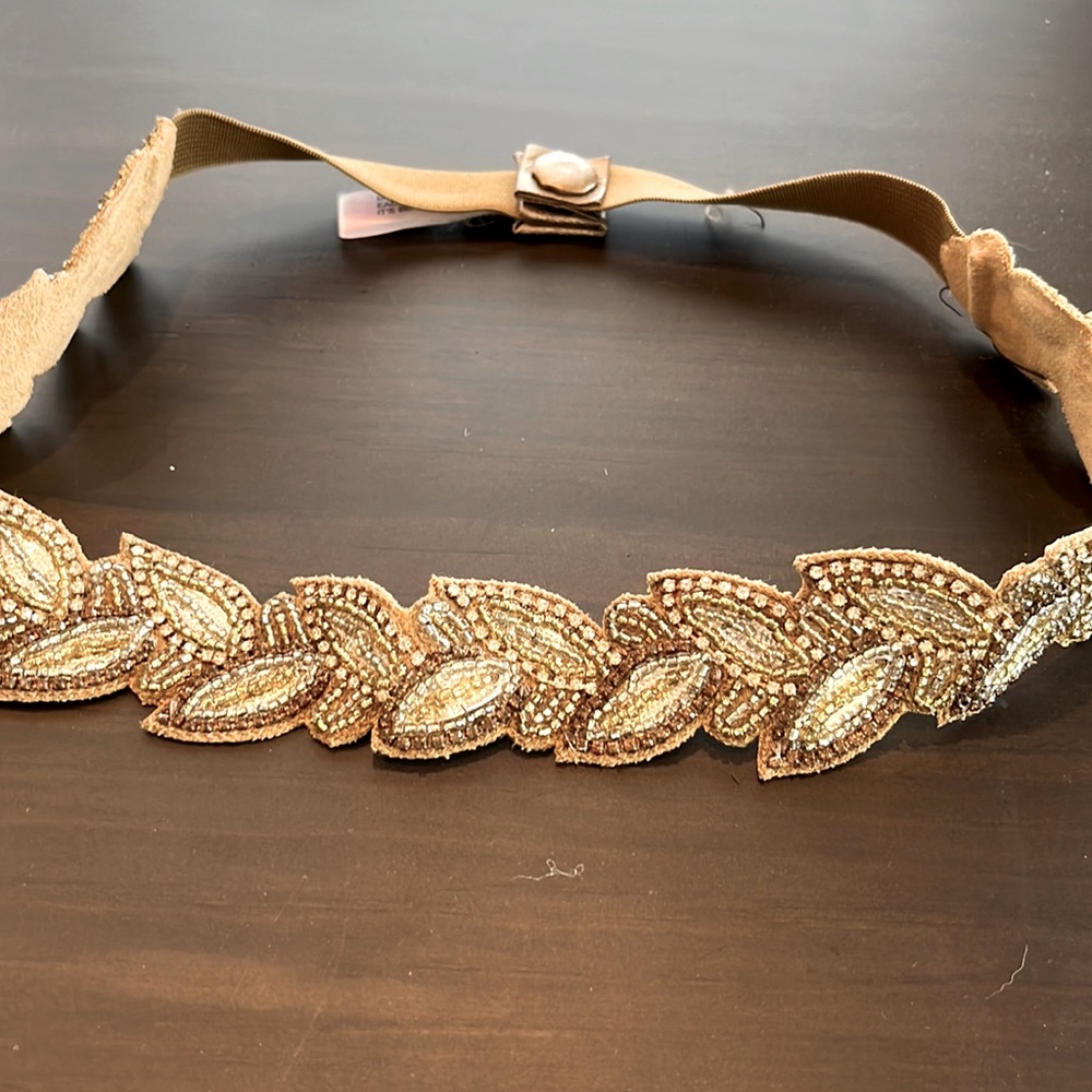 Altar’d State Leaf rhinestone beaded embellished belt..